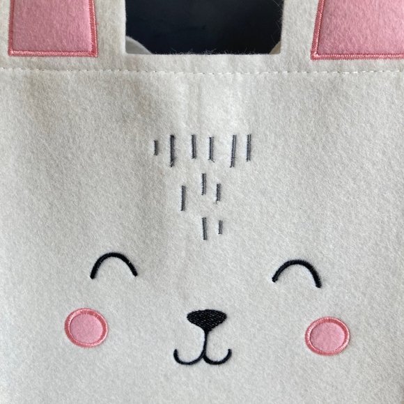 Paper Source Bunny Felt CRAFT Tote Bag, 10"x10" White/Pink Bunny Party Gift Bag - Picture 14 of 16